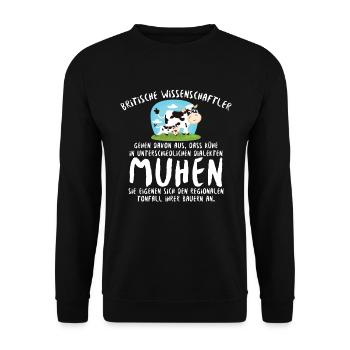 Britische Wissenschaftler gehen davon aus - Unisex Pullover - Schwarz - Vorne - Alina (178cm) & Michal (187cm)