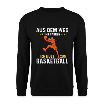 Aus dem Weg ich muss zum Basketball - Unisex Pullover - Schwarz - Vorne - Alina (178cm) & Michal (187cm)