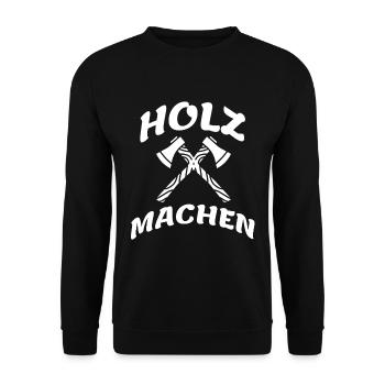 Holz machen - Unisex Pullover - Schwarz - Vorne - Alina (178cm) & Michal (187cm)