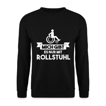 MICH GIBT ES NUR MIT ROLLSTUHL - Unisex Pullover - Schwarz - Vorne - Alina (178cm) & Michal (187cm)