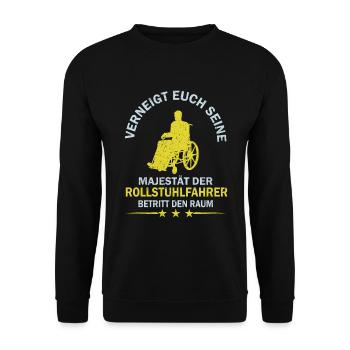 DER ROLLSTUHLFAHRER BETRITT DEN RAUM - Unisex Pullover - Schwarz - Vorne - Alina (178cm) & Michal (187cm)