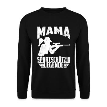 MAMA SPORTSCHÜTZIN LEGENDE - Unisex Pullover - Schwarz - Vorne - Alina (178cm) & Michal (187cm)