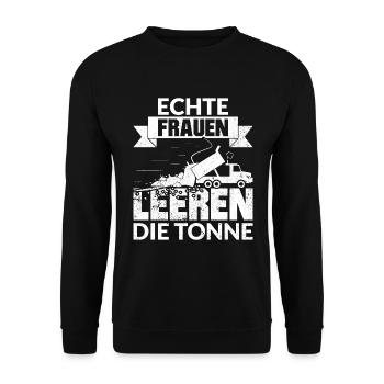 ECHTE FRAUEN LEEREN DIE TONNE - Unisex Pullover - Schwarz - Vorne - Alina (178cm) & Michal (187cm)