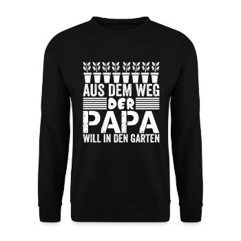 AUS DEM WEG DER PAPA WILL IN DEN GARTEN - Unisex Pullover - Schwarz - Vorne - Alina (178cm) & Michal (187cm)