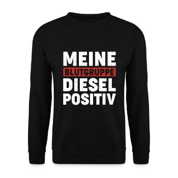 MEINE BLUTGRUPPE DIESEL POSITIV - Unisex Pullover - Schwarz - Vorne - Alina (178cm) & Michal (187cm)