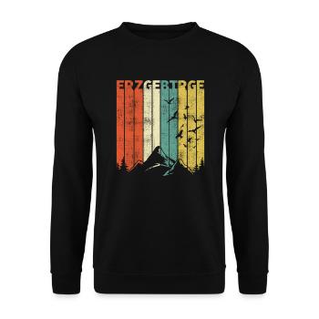 Retro Erzgebirge Saxony mountains hiking gifts - Unisex Sweatshirt - black - Front - Alina (178cm) & Michal (187cm)