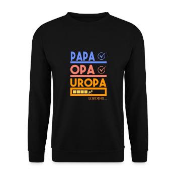Uropa Opa Papa Geschenk werdender Uropas - Unisex Pullover - Schwarz - Vorne - Alina (178cm) & Michal (187cm)