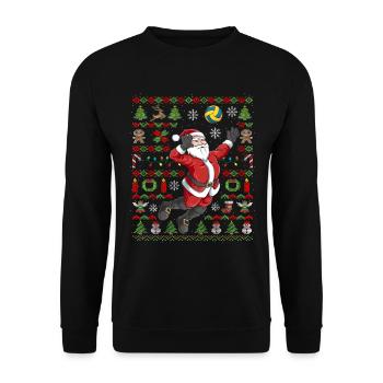 Ugly Christmas Volleyball Weihnachten Gescehnk - Unisex Pullover - Schwarz - Vorne - Alina (178cm) & Michal (187cm)
