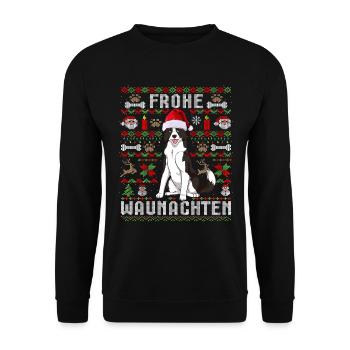 Ugly Christmas Border Collie Noël - Sweat-shirt Unisexe - noir - Devant - Alina (178cm) & Michal (187cm)