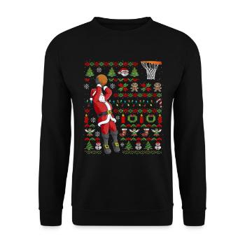 Cadeau de basket- laid Noël Père Noël - Sweat-shirt Unisexe - noir - Devant - Alina (178cm) & Michal (187cm)