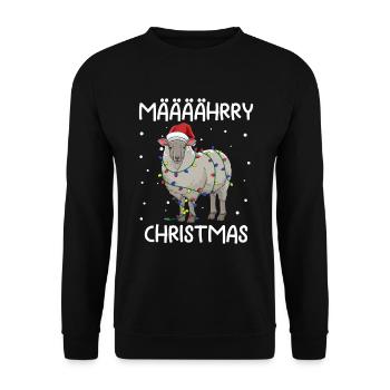 Lustiges Schaf Weihnachten Nikolaus Geschenk - Unisex Pullover - Schwarz - Vorne - Alina (178cm) & Michal (187cm)