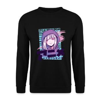 Japanese Manga Girl - Unisex Sweatshirt - black - Front - Alina (178cm) & Michal (187cm)