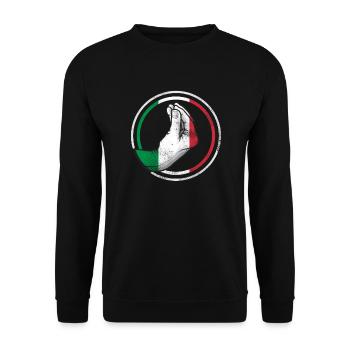 Italy Hand Gesture Italian Flag Gift - Unisex Sweatshirt - black - Front - Alina (178cm) & Michal (187cm)