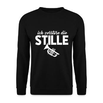 Ich zerstöre die Stille mit Musik - Unisex Pullover - Schwarz - Vorne - Alina (178cm) & Michal (187cm)