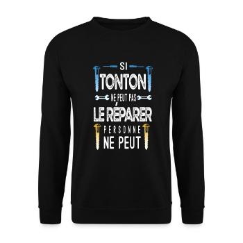 Si tonton ne peut pas le réparer - cadeau tonton - Sweat-shirt Unisexe - noir - Devant - Alina (178cm) & Michal (187cm)