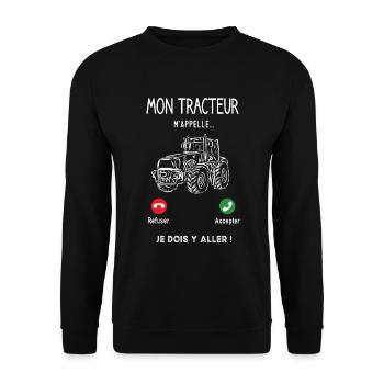 Mon tracteur m'appelle je dois y aller - Sweat-shirt Unisexe - noir - Devant - Alina (178cm) & Michal (187cm)