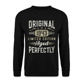 Né en 1943 Vintage Retro Anniversaire - Sweat-shirt Unisexe - noir - Devant - Alina (178cm) & Michal (187cm)