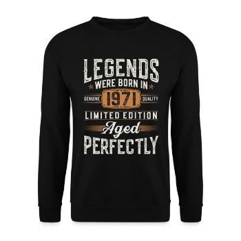 Jahrgang 1971 Vintage Geburtstag Retro - Unisex Pullover - Schwarz - Vorne - Alina (178cm) & Michal (187cm)