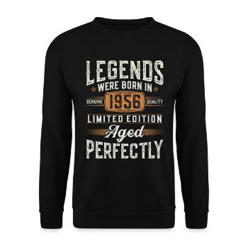 Born in 1956 Legends Birthday Gift - Unisex Sweatshirt - black - Front - Alina (178cm) & Michal (187cm)