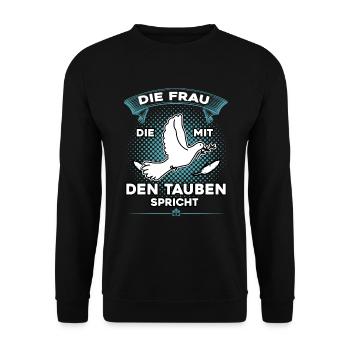 Brieftauben Shirt Tauben Flüsterer Taubenzüchter - Unisex Pullover - Schwarz - Vorne - Alina (178cm) & Michal (187cm)