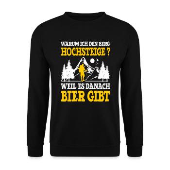 Bergsteiger Wanderer Bergsteigen Bierliebhaber - Unisex Pullover - Schwarz - Vorne - Alina (178cm) & Michal (187cm)