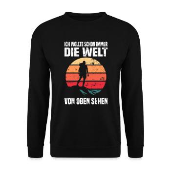 Bergsteiger Wanderer Bergsteigen - Unisex Pullover - Schwarz - Vorne - Alina (178cm) & Michal (187cm)