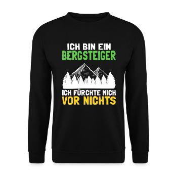 Ich Bin Ein Bergsteiger - Unisex Pullover - Schwarz - Vorne - Alina (178cm) & Michal (187cm)