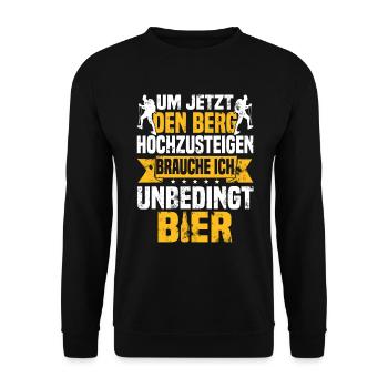 Bergsteiger Wanderer Bergsteigen Bierliebhaber - Unisex Pullover - Schwarz - Vorne - Alina (178cm) & Michal (187cm)