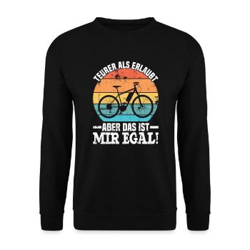 E-Bike Teurer Als Erlaubt - Unisex Pullover - Schwarz - Vorne - Alina (178cm) & Michal (187cm)