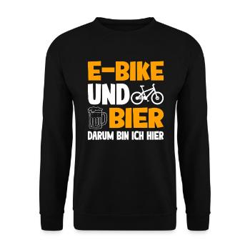 E-Bike Und Bier Darum Bin Ich Hier - Unisex Pullover - Schwarz - Vorne - Alina (178cm) & Michal (187cm)