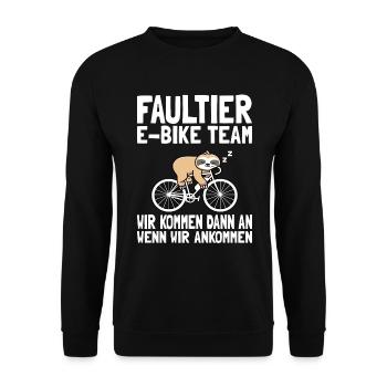 Faultier E-Bike Team - Unisex Pullover - Schwarz - Vorne - Alina (178cm) & Michal (187cm)