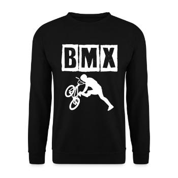 BMX Rennrad Radfahrer Trick - Unisex Pullover - Schwarz - Vorne - Alina (178cm) & Michal (187cm)