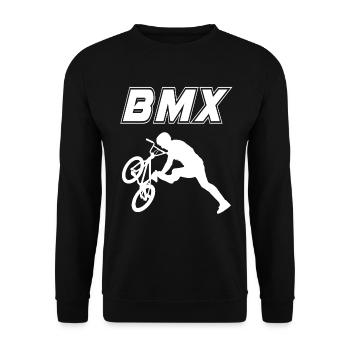 BMX Rennrad Radfahrer Trick - Unisex Pullover - Schwarz - Vorne - Alina (178cm) & Michal (187cm)