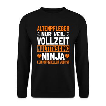 Altenpflege Altenpfleger Pflegekraft - Unisex Pullover - Schwarz - Vorne - Alina (178cm) & Michal (187cm)