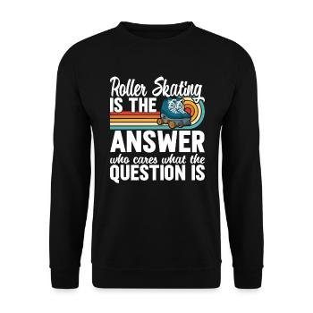 Roller Skating Roller Skate Retro 70er 80er - Unisex Pullover - Schwarz - Vorne - Alina (178cm) & Michal (187cm)