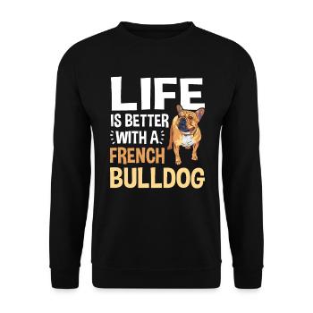 Französische Bulldogge French Bulldog Liebhaber - Unisex Pullover - Schwarz - Vorne - Alina (178cm) & Michal (187cm)