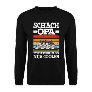 Schach Opa Wie Ein Normaler Opa Nur Cooler - Unisex Pullover - Schwarz - Vorne - Alina (178cm) & Michal (187cm)