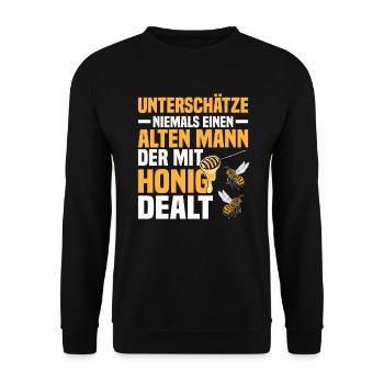 Imker Bienenzüchter Opa Rentner - Unisex Pullover - Schwarz - Vorne - Alina (178cm) & Michal (187cm)