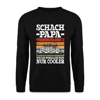 Schach Papa Wie Ein Normaler Papa Nur Cooler - Unisex Pullover - Schwarz - Vorne - Alina (178cm) & Michal (187cm)