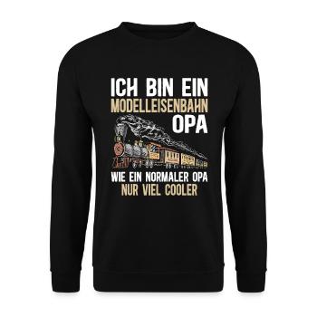 Ich Bin Ein Modelleisenbahn Opa - Unisex Pullover - Schwarz - Vorne - Alina (178cm) & Michal (187cm)