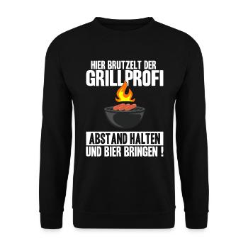 Grillen Bier Grillmeister BBQ Männer Herren - Unisex Pullover - Schwarz - Vorne - Alina (178cm) & Michal (187cm)