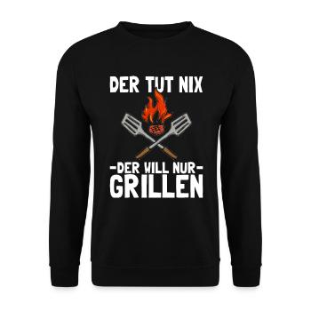 Der Tut Nix Der Will Nur Grillen - Unisex Pullover - Schwarz - Vorne - Alina (178cm) & Michal (187cm)