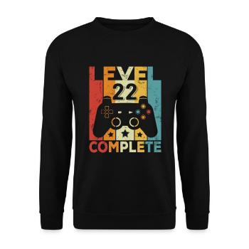 Level 22 Complete Geburtstag 22 Jahre Mann Frau - Unisex Pullover - Schwarz - Vorne - Alina (178cm) & Michal (187cm)