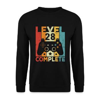 Level 28 Complete Geburtstag 28 Jahre Mann Frau - Unisex Pullover - Schwarz - Vorne - Alina (178cm) & Michal (187cm)