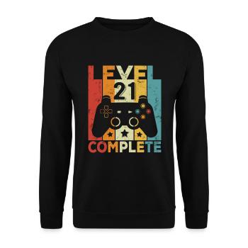 Level 21 Complete Birthday 21 Years Man Woman - Unisex Sweatshirt - black - Front - Alina (178cm) & Michal (187cm)