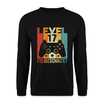 Level 17 Freigeschaltet Geburtstag Junge Mädchen - Unisex Pullover - Schwarz - Vorne - Alina (178cm) & Michal (187cm)