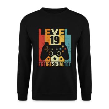Level 19 Freigeschaltet Geburtstag Junge Mädchen - Unisex Pullover - Schwarz - Vorne - Alina (178cm) & Michal (187cm)