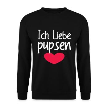 Ich Liebe Pupsen - Unisex Pullover - Schwarz - Vorne - Alina (178cm) & Michal (187cm)