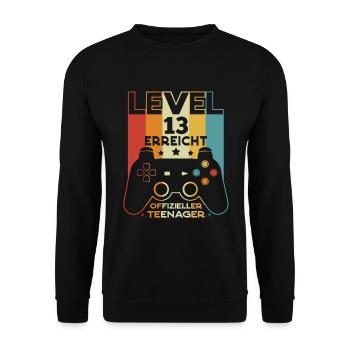 Level 13 Offizieller Teenager 13 Geburtstag - Unisex Pullover - Schwarz - Vorne - Alina (178cm) & Michal (187cm)