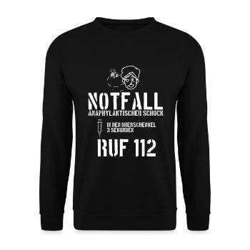 Notfall - Analphylaktischer Schock - Unisex Pullover - Schwarz - Vorne - Alina (178cm) & Michal (187cm)